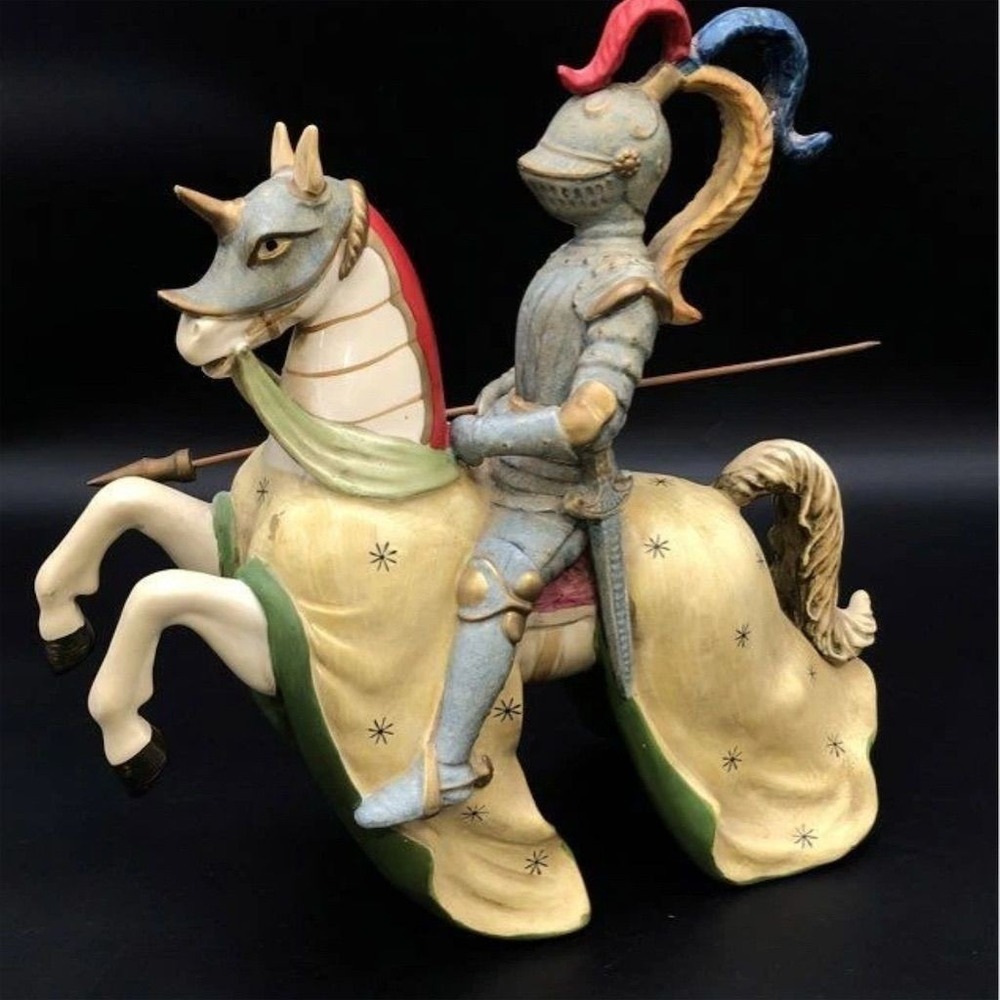 Vintage Andrea Sadek Porcelain Jousting Knight on‎ Horse Figurine